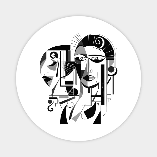 Cubist Woman Magnet by n23tees